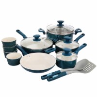 Spice by Tia Mowry Savory Saffron 16-Piece Healthy Nonstick Ceramic Cookware Set - Mint