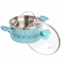 Spice by Tia Mowry Savory Saffron Healthy Nonstick 5QT Dutch Oven W/Steamer Inster- Mint