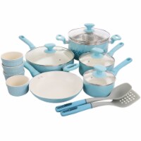 Spice by Tia Mowry Savory Saffron 16-Piece Healthy Nonstick Ceramic Cookware Set - Grey