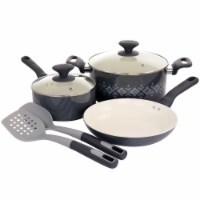 Spice by Tia Mowry Savory Saffron 7 -Piece Healthy Nonstick Ceramic Cookware Set - Grey