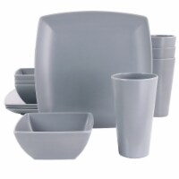 Gibson Home 97563.12 Grayson Melamine Square Dinnerware Set, Gray - 12 Piece