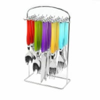 Gibson Santoro 20pc Colorful Stainless Steel Flatware Set w/Hanging Storage Rack