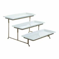Gibson Elite Gracious Dining 3 Tier Rectangular Serving Platter Cake Stand, Gold