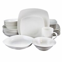 Gibson Home 108050.3 Hagen Square Dinnerware Set, White - Set of 30