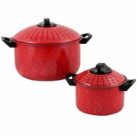 Gibson 109461.04 Casselman Nonstick Pasta Pot Set in Red with Bakelite Handle &