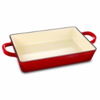Crock Pot 112006.01 13 in. Artisan Enameled Cast Iron Lasagna Pan, Scarlet Red
