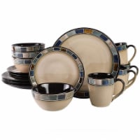 Gibson Elite Casa Azul 16 Piece Plates, Bowls, & Mugs Dinnerware Set, Cream/Blue