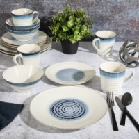 Gibson Elite Spiral 16 Piece Reactive Embossed Dinnerware Set - Blue