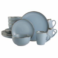Gibson Home Rockaway Gold 16-Piece Dinnerware Set - Matte Blue