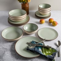 Gibson Elite Contempo Classic 16-Piece Double Bowl Dinnerware Set, Mint