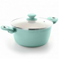 Gibson Home 123888.02 4.5 qt. Plaza Cafe Aluminum Dutch Oven with Soft Touch Handles, Sky Blu