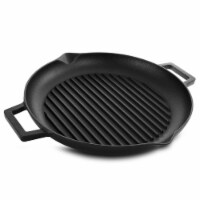 General Store 124976.01 12 in. Addlestone Preseasoned Cast Iron Grill Pan with Dual Pouring S