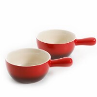 Crock-Pot 27oz Artisan Stoneware Soup Bowl W/ Handle, 2 Pack, Teal Gradient