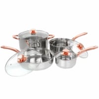 Gibson 127751.08 Ansonville Stainless Steel Cookware Set with Rose Gold Handles, 8 Piece
