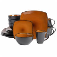 Gibson Soho Lounge Square 16-Piece Dinnerware Set - Amber