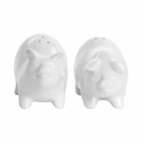 Martha Stewart White Ceramic Pig Figurine Salt and Pepper Shaker Set
