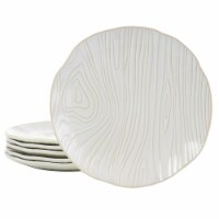 Martha Stewart Wood Pattern White Stoneware Dinner Plate Set