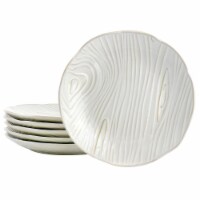 Martha Stewart Wood Patterned Dessert Plate Set - Off-White