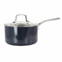 Martha Stewart Dark Gray Nonstick Aluminum Saucepan with Glass Lid