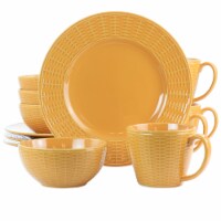 Gibson 130928.12 Cairo Sunset Ceramic Dinnerware Set, Orange - 12 Piece