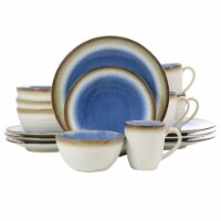 Gibson 130938.16 Elite Moonstruck Ceramic Dinnerware Set, Blue - 16 Piece