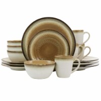 Gibson 130939.16 Elite Moonstruck Ceramic Dinnerware Set, Brown - 16 Piece