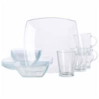 Gibson Soho Lounge Square 12-Piece Dinnerware Set - Clear Glass