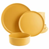 Gibson Home Canyon Crest 12 Piece Stackable Matte Melamine Set - Yellow Gold