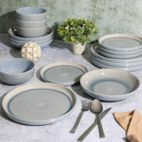 Gibson Elite Juno Moon 16 Piece Double Bowl Reactive Dinnerware Set - Blue