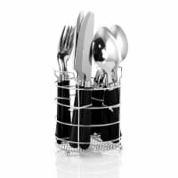 Gibson 53441.16 16 Piece Sensations II Plastic Handle Flatware Set, Black
