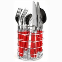 Gibson Home Sensations 16 Piece Stainless Steel Plastic Handle Flatware Set, Red