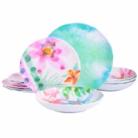 Spice by Tia Mowry Cinnamon Twist 12 Piece Decorated Assorted Color Melamine Dinnerware
