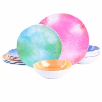 Spice by Tia Mowry Cinnamon Twist 12 Piece Assorted Color Melamine Dinnerware Set
