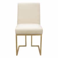 Set of (2) Skyline Dining Chairs in Cream Fabric w/ Polished Gold Metal Frame by Diamond Sofa