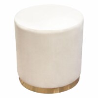 Diamond Sofa SORBET2OTGR Sorbet Round Accent Ottoman with Silver Metal Band Accent, Grey Velv