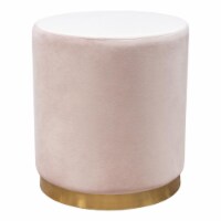 Diamond Sofa SORBET2OTPN Sorbet Round Accent Ottoman with Gold Metal Band Accent, Blush Pink