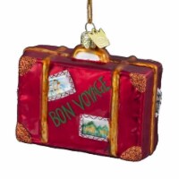 Kurt Adler Noble Gems Bon Voyage Suitcase Hanging Glass Christmas Ornament