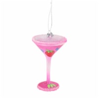 Kurt Adler 5.5 Pink and Silver Happy Hour Blown Cocktail Glass Christmas Ornament