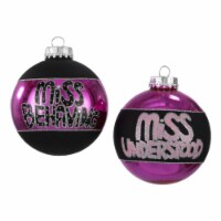 Kurt Adler 4ct Purple and Black Shiny Glass Christmas Ball Ornaments 3.25  (80mm)