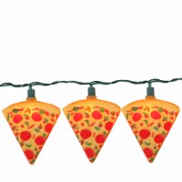 Kurt Adler Set of 10 Orange and Red Pizza Slice Garden Patio Christmas Lights - 10' Green