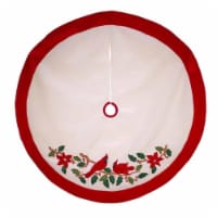 Christmas Cardinal Tree Skirt Polyester Red Birds Holly Branch H5243