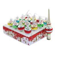 Holiday Ornament Early Years Ball & Tree Topper Glass Mini Stripes Gg1401