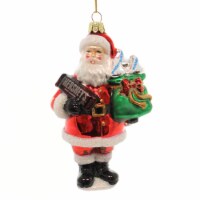 Holiday Ornament Santa With Hershey Bar Glass Glass Christmas Bag Kisses Hy0337