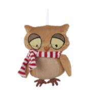 Kurt Adler 5  Ronnie Rooney Plush Wise Brown Owl Christmas Ornament with Striped Scarf