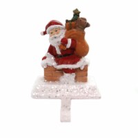 Christmas Santa W/ Gifts Stocking Holder Weighted Roof Top Chimney J8941