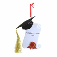 Holiday Ornament Graduation Class Of... Christmas Black Cap Red Ribbon W8234