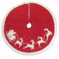Christmas Santa And Reindeer Tree Skirt Polyester Holiday Embroidered Ts0155