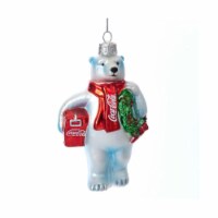 Kurt Adler Coca-Cola� Polar Bear With Wreath and Cooler Glass Ornament