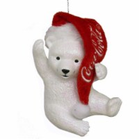 Kurt Adler (#CC1173) Coca-Cola Polar Bear Cub with Hat Ornament, 4.5