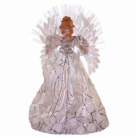 Kurt Adler Multi-Color Fiber Optic LED White/Silver Angel Lighted Treetop, 18